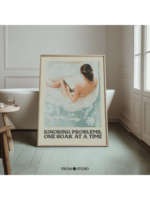 Ninastore Komik Küvette Kitap Okuma Sanatı Baskısı/ Mizahi Banyo Duvar Dekoru/ Erteleme Karşıtı Öz Bakım Poste