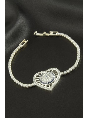 Renklime Kalp Zirkon Taşlı Çocuk Bileklik 16 cm