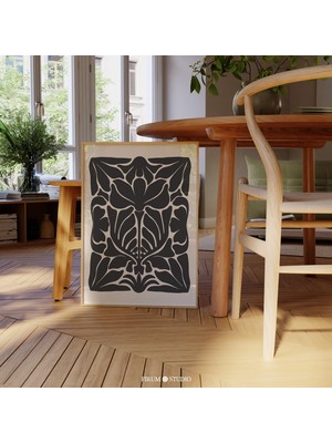Ninastore Yüzyıl Ortası Modern Çiçekli Baskılı Duvar Sanatı / Koyu ve Hüzünlü Botanik Sanat Baskısı / Modern D