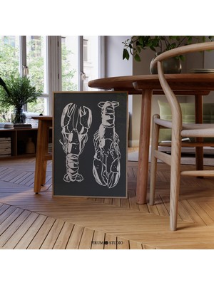 Ninastore Istakoz Baskılı Duvar Dekoru - Trend Mutfak Estetiği ve Modern Çiftlik Evi Sanatı | Yemek Severler I