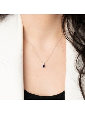 Kayra Mücevher Damla Safir ve Pırlanta Kolye PÇK65