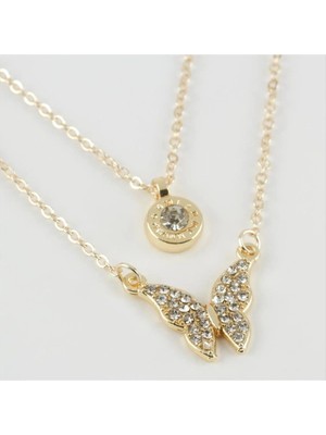 Datatek Kelebek Figürlü Yeni Sezon Ikili Kolye