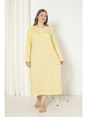 Seboteks %100 Pamuklu Mevsimlik Kumaş Uzun Kollu Büyük Beden Anne Geceliği 585