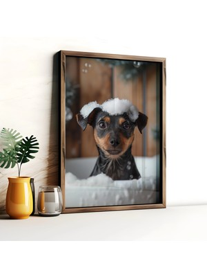 Ninastore Mini Doberman Pinscher Banyo Sanatı: Yavru Köpek Ev Dekorasyon Posteri