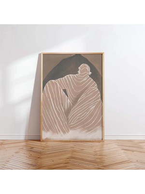 Ninastore Boho Soyut Kadın Baskısı: Bej Kahverengi Minimalist Sanat (Dijital Indirme)
