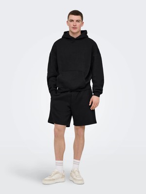 Only & Sons Erkek Belden Büzgülü Siyah Şort - 22037611