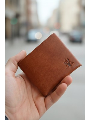Oh Deer Leather Hakiki Pueblo Deri Erkek Cüzdan Dikişsiz Çıtçıtlı Kartlık Bölmeli (Kahverengi)