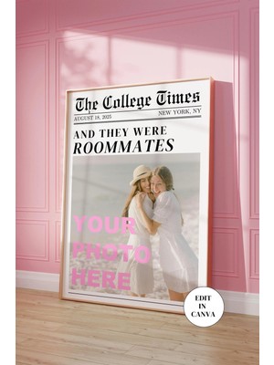 Ninastore Özel Gazete Baskısı/ Oda Arkadaşları Için Kişiselleştirilmiş Gazete Başlıklı Poster/ Üniversite Yurt