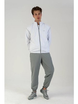 Maraton Comfort Erkek Dik Yaka Lastik Paça Beyaz Eşofman Takımı