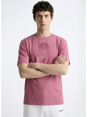 Discovery Expedition D6SM-TST3778 Pembe Bisiklet Yaka Relaxed Baskılı Erkek T-Shirt