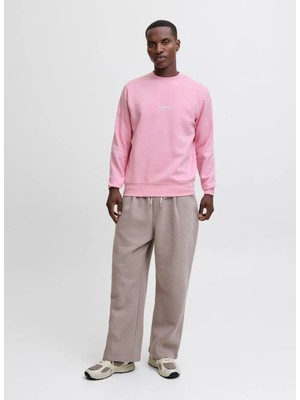 Jack & Jones Bisiklet Yaka Pembe Erkek Sweatshırt 12278791 Jjesoho Sweat Crew Neck