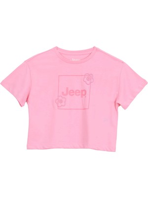Jeep Baskılı Pembe Kız Çocuk T-Shirt J6SG-TST7617