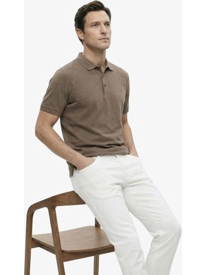 Fabrika Jakarlı Vizon Erkek Polo T-Shirt F6SM-TST 0939 Nb