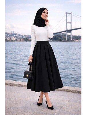 Win Moda Winmoda Double Kumaş Yarım Pat Fermuarlı Yüksek Bel Pileli Tesettür Etek S/xl Beden Aralığı 4 Alternatif Renk Seçenekli