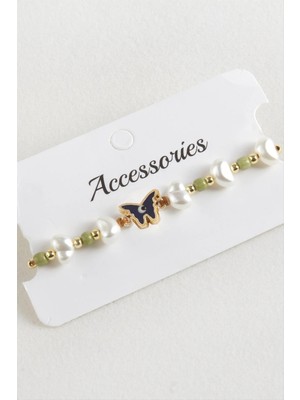 Datatek Kelebek Boncuk Inci Makrome Ip Bileklik