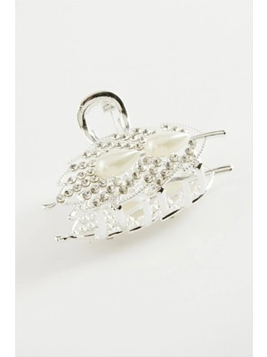 Datatek Yaprak Inci Taşlı Metal Mandal Toka 4,5 cm