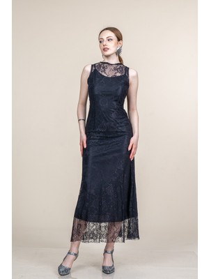 MissVina Dantel Sıfır Kol Balık Elbise 50373