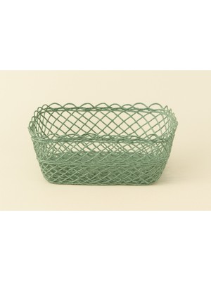 Feyza Design Ince Hasır Sepet, Koyu Yeşil, Çok Amaçlı, 14X12X7 Cm, El Örgüsü
