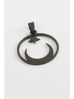 Datatek Ay Yıldız Çelik Kolye Ucu 3 cm