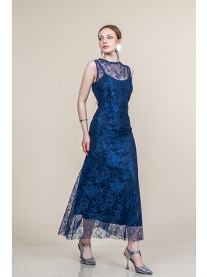 MissVina Dantel Sıfır Kol Balık Elbise 50373