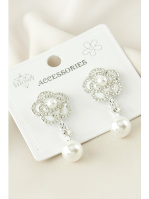 Datatek Gül Inci Taşlı Metal Küpe