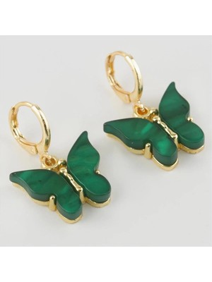 Renklime Kelebek Figürlü Polyester Küpe