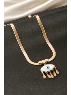 Datatek Göz Pullu Sedef Çelik Kolye