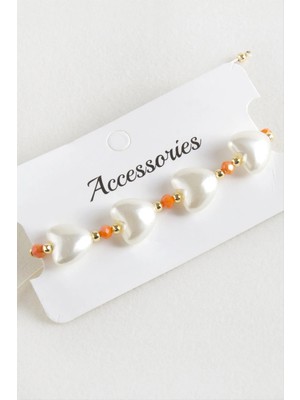 Datatek Kalp Inci Kristal Makrome Ip Bileklik