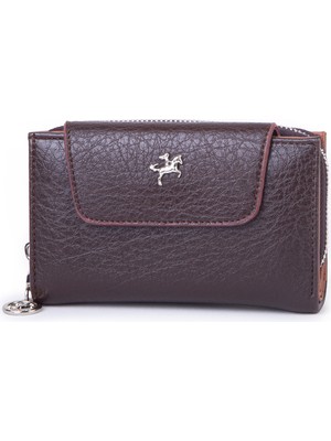 Nas Bag Kadın Orta Boy Çok Kartlıklı ve Bozuk Para Gözü Kahve Victoria