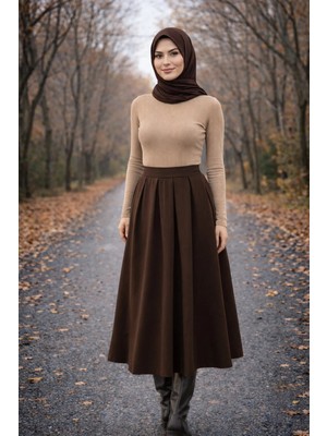 Win Moda Winmoda Double Kumaş Yarım Pat Fermuarlı Yüksek Bel Pileli Tesettür Etek S/xl Beden Aralığı 4 Alternatif Renk Seçenekli