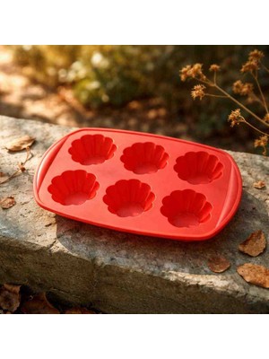 Ness Global Silikon Kalıp Çikolata Muffin Sabun Kokulu Taş Mum Epoksi Kek Kalıbı 6 Delikli(Her Göz 8x8 cm )