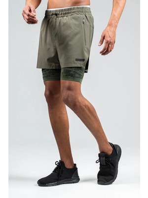 Maraton 2in1 Erkek   Açık Haki- Şort