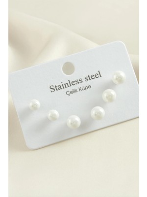 Datatek 6 Adet Çelik Inci Küpe