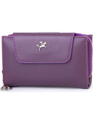 Nas Bag Kadın Orta Boy Çok Kartlıklı ve Bozuk Para Gözü Mor Dona