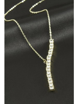 Datatek Kare Zirkon Taşlı Lüks Çelik Kolye