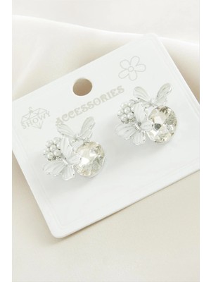 Datatek Kelebek Inci Taşlı Metal Küpe