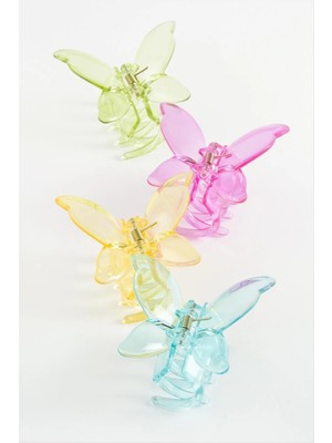 Datatek Kelebek Şeffaf Renkli Mandal Toka 8 cm