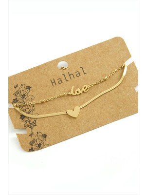 Datatek Kalp Love Yazılı Lüks Çelik Halhal