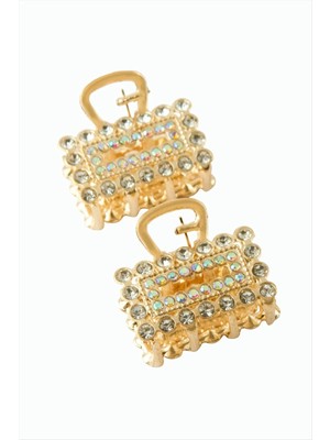 Datatek 2 Adet Dikdörtgen Taşlı Metal Mandal Toka 2 cm