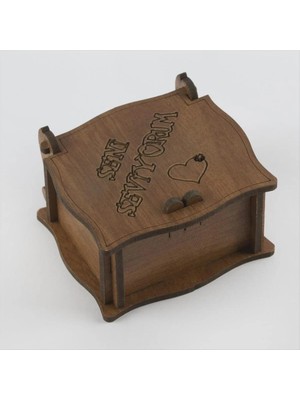 Renklime Seni Seviyorum Figürlü Ahşap Yüzük Kutusu