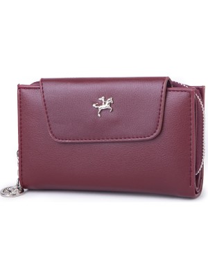 Nas Bag Kadın Orta Boy Çok Kartlıklı ve Bozuk Para Gözü Bordo Dona