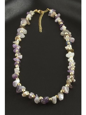 Datatek Amatist Kırık Doğaltaş Kolye