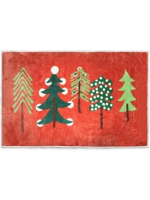 Skygo Aden Yılbaşı Temalı Kapı Önü Paspası, Yılbaşı Kapı Paspası, Paspas (Çam Ağaçlı)