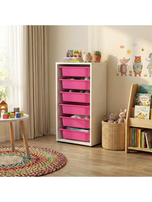 Moniev Kids 6 Sepetli Dolap Çok Amaçlı Dolap Oyuncak Dolabı MNV2601