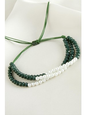 Renklime Incili Üçlü Kristal Bileklik