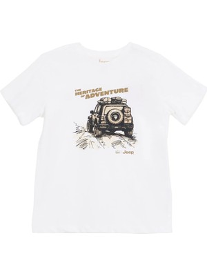 Jeep Baskılı Ekru Erkek Çocuk T-Shirt J6SB-TST7689