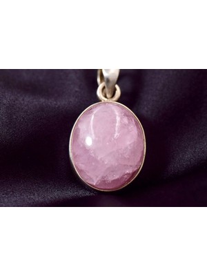 Doğaltaş Pembe Kuvars Gümüş Kolye