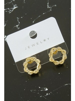 Renklime Sargılı Zirkon Taşlı Küpe