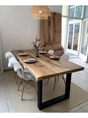 BRK Design Masif Ahşap Masa El Yapımı Dayanıklı Yemek ve Çalışma Masası