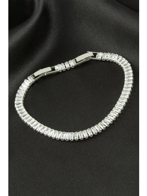 Renklime Baget Zirkon Taşlı Lüks Kararmaz Bileklik 5 mm